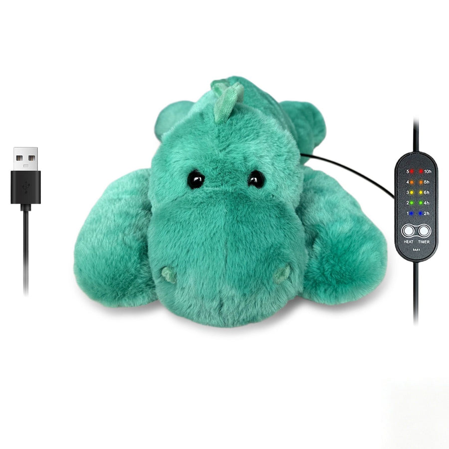 USB-Powered Dinosaur Plush Heating Pillow – Soft, Cuddly, and Warm for Cozy Lounging at Home, Office, or Car – Perfect for Belly, Back, or Lap Warmth (Green)