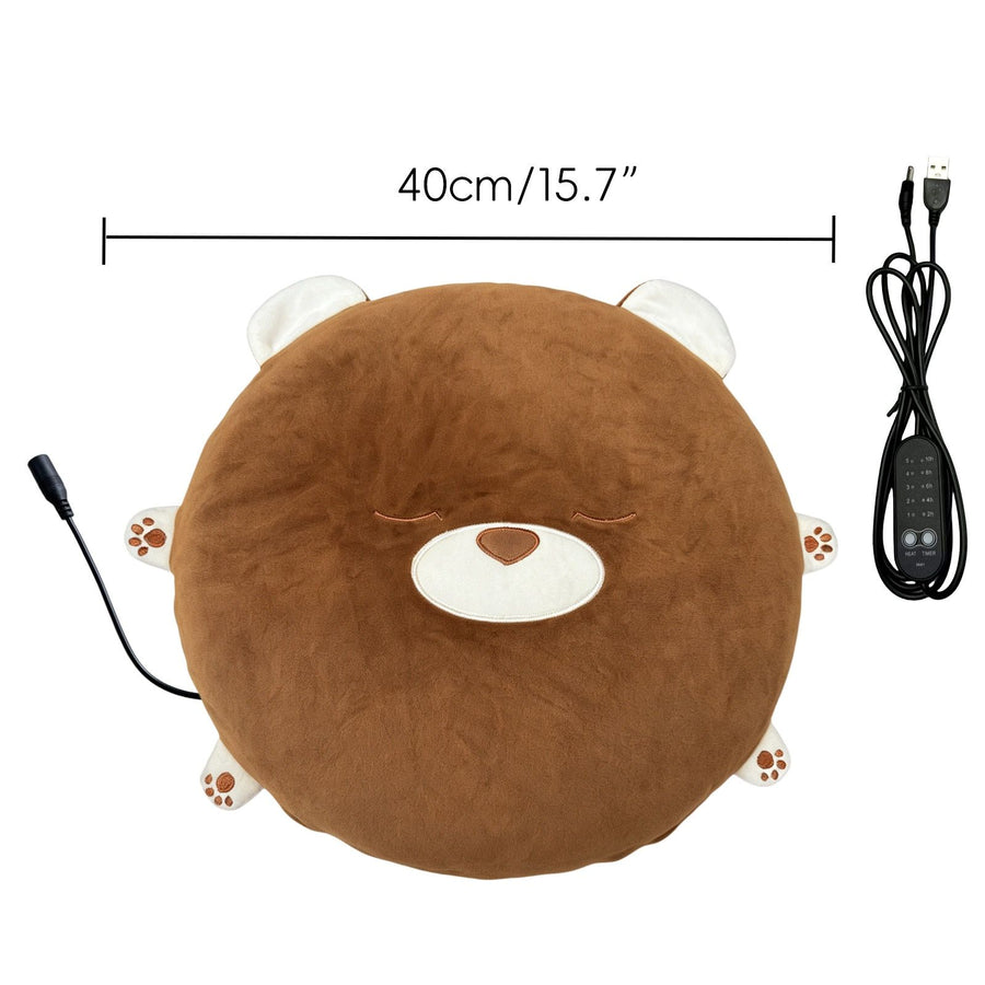 New Winter USB Heated Seat Cushion, Round Cartoon Design for Office and Home, Portable Warmth with Adjustable Temperature, Compatible with Power Banks and USB Ports (Bear)