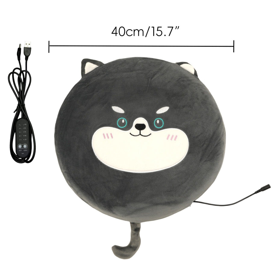 New Winter USB Heated Seat Cushion, Round Cartoon Design for Office and Home, Portable Warmth with Adjustable Temperature, Compatible with Power Banks and USB Ports (Husky)