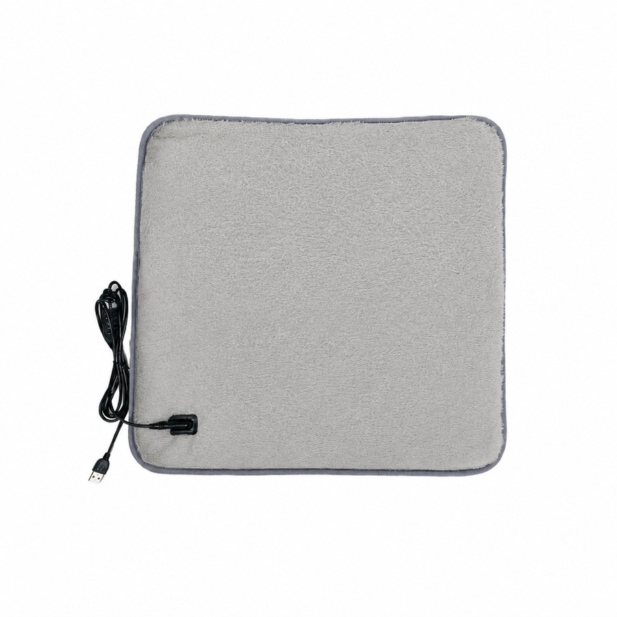 USB-Powered Faux Rabbit Fur Heating Pad for Office, Car, and Outdoor Use – Soft, Portable, and Adjustable Temperature with Timer (Grey)