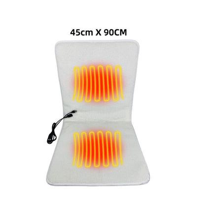 USB-Powered Faux Rabbit Fur Heating Pad for Office, Car, and Outdoor Use – Soft, Portable, and Adjustable Temperature with Timer (White)