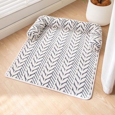 Ultra-Soft Plush Pet Sofa Bed with Bolster Support, Washable Couch Protector Mat for Cats and Small to Medium Dogs, Multi-Scenario Use for Home, Car, or Outdoor (S, Grey)