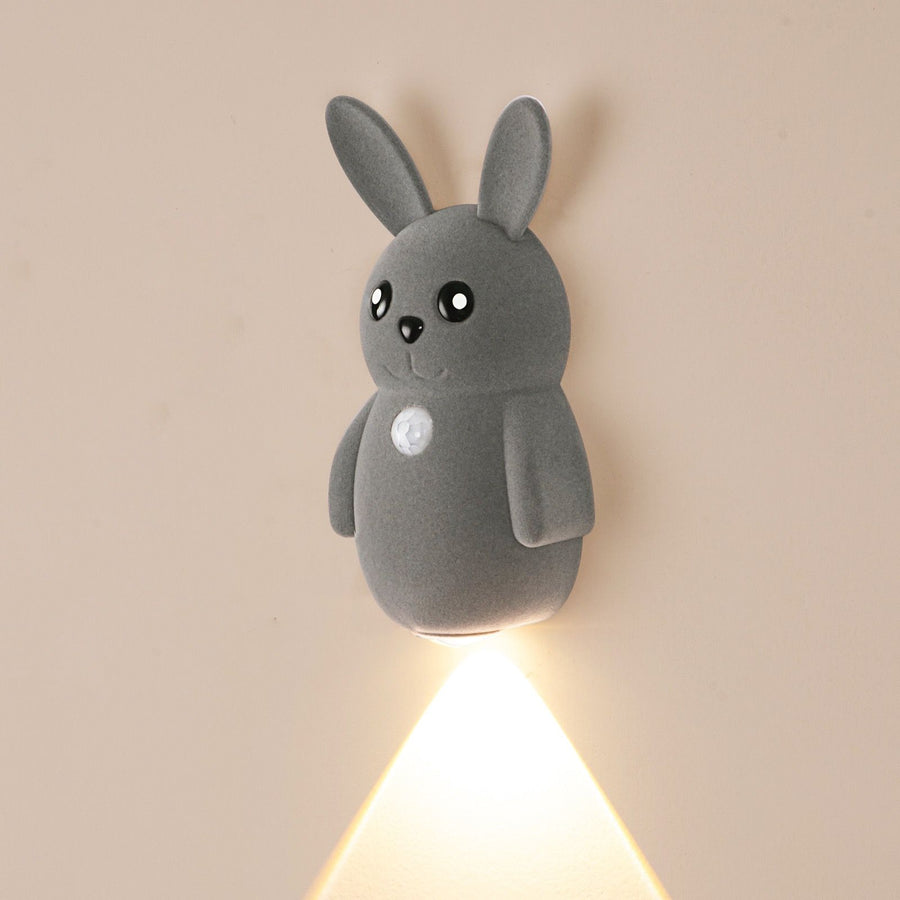 Adorable bunny-shaped motion sensor wall light with magnetic mounting, flicker-free LED, and three color temperatures—perfect for bedrooms, hallways, and staircases to create a warm, hands-free glow at night. (Grey, 3PCS)