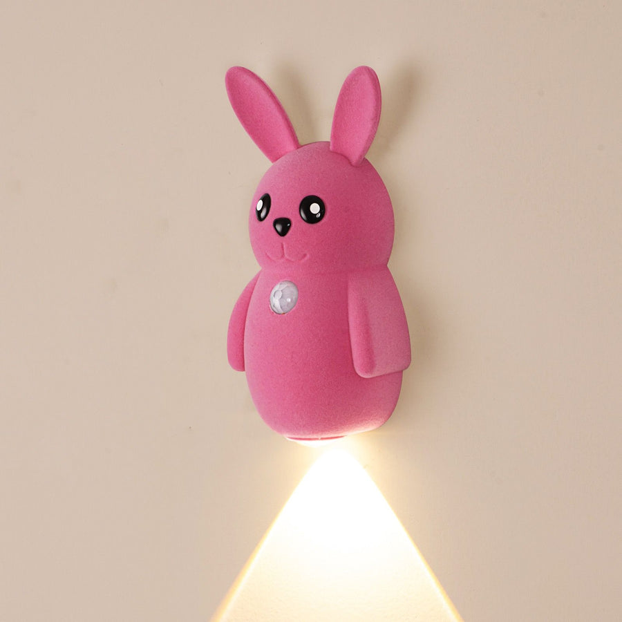 Adorable bunny-shaped motion sensor wall light with magnetic mounting, flicker-free LED, and three color temperatures—perfect for bedrooms, hallways, and staircases to create a warm, hands-free glow at night. (Pink, 3PCS)