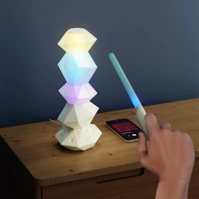 Magic Crystal Sound Lamp with RGB Music Rhythm, Bluetooth Speaker & Remote Control Wand – Ambient Night Light for Gaming Desk, Bedroom, and Home Décor (White)