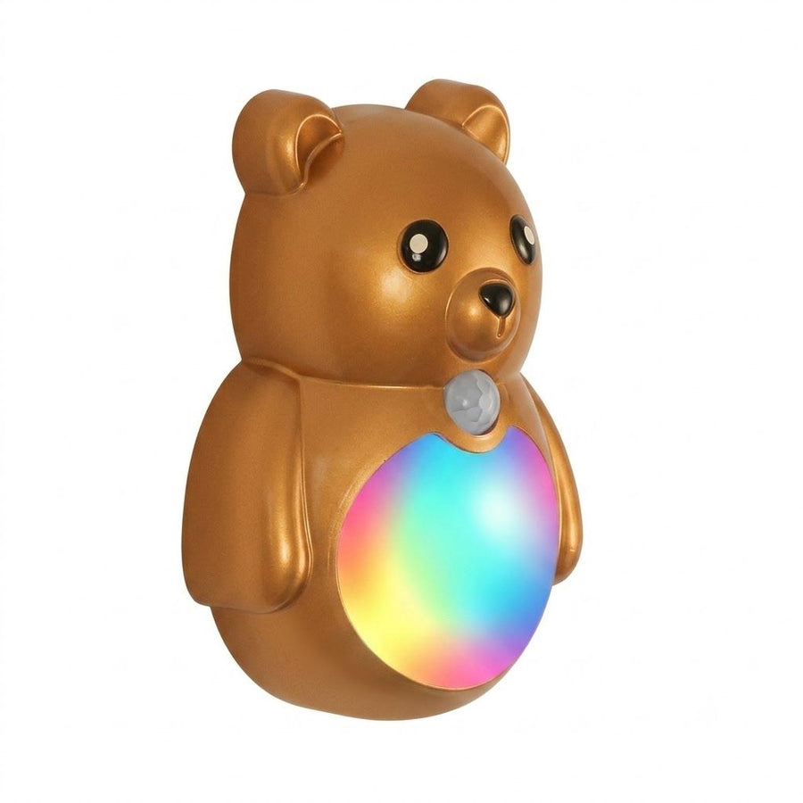 Adorable Cartoon Bear Magnetic Motion Sensor Night Light – Rechargeable LED Wall Lamp with Warm and Rainbow Glow, Cordless Stick-On Lighting for Bedroom, Hallway, Staircase, and Kitchen (Gold, 2PCS)