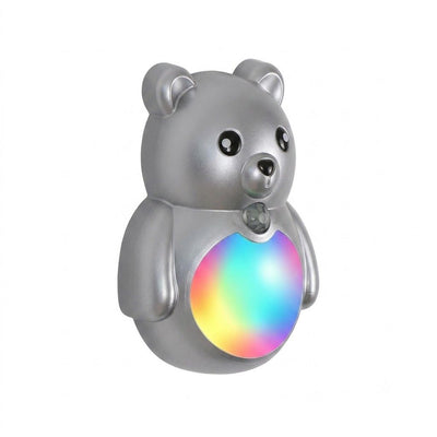 Adorable Cartoon Bear Magnetic Motion Sensor Night Light – Rechargeable LED Wall Lamp with Warm and Rainbow Glow, Cordless Stick-On Lighting for Bedroom, Hallway, Staircase, and Kitchen (Silver, 2PCS)