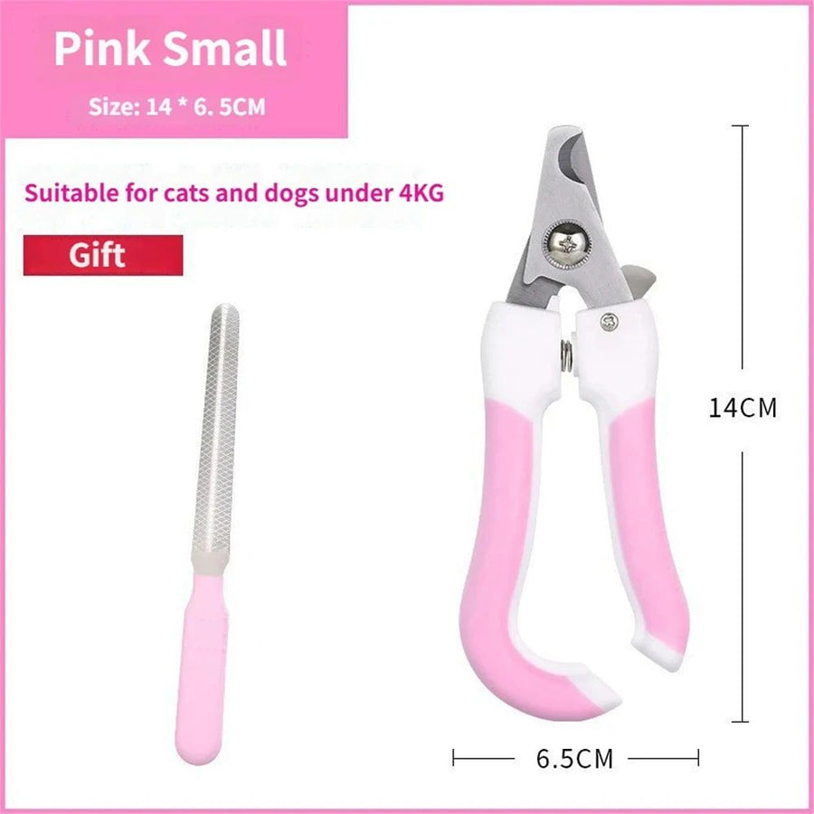Professional Pet Nail Clipper Set with Safety Guard, Designed for Easy and Stress-Free Claw Trimming at Home, Suitable for Cats and Dogs of All Sizes (S, Pink)