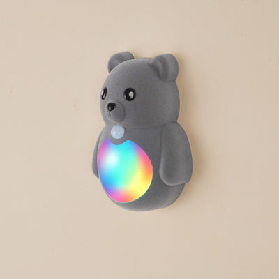 Cartoon Bear Motion Sensor Night Light, Rechargeable Magnetic Wall Lamp with Soft Plush Surface, Warm White and Rainbow Gradient Glow, Adorable Bear Shape for Nursery, Hallway, Stairs, Bedroom and Kitchen (2PCS, Grey)