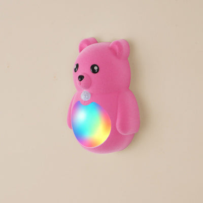Cartoon Bear Motion Sensor Night Light, Rechargeable Magnetic Wall Lamp with Soft Plush Surface, Warm White and Rainbow Gradient Glow, Adorable Bear Shape for Nursery, Hallway, Stairs, Bedroom and Kitchen (3PCS, Pink)