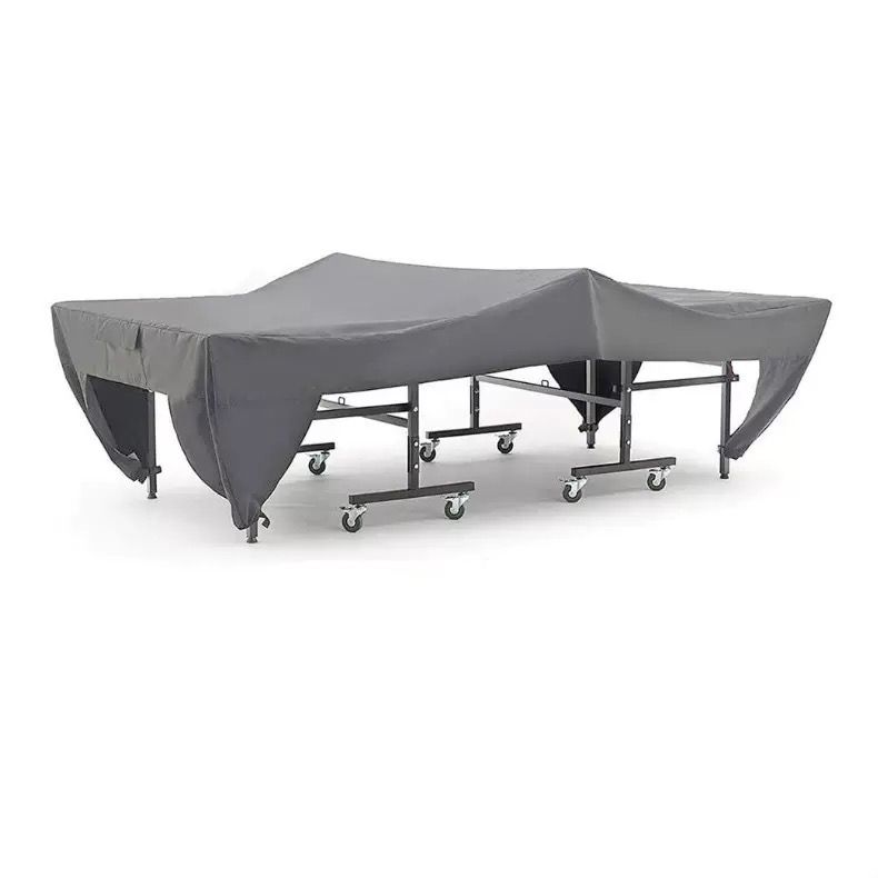 Premium Outdoor Ping Pong Table Cover Waterproof Sunproof Dustproof, Fits Standard Tables with Accessory Pocket and Secure Straps for All-Weather Protection (400D, Grey)
