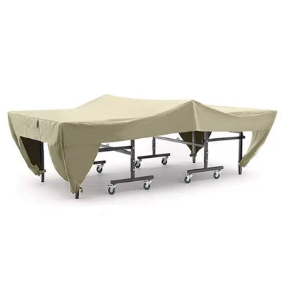 Premium Outdoor Ping Pong Table Cover Waterproof Sunproof Dustproof, Fits Standard Tables with Accessory Pocket and Secure Straps for All-Weather Protection (400D, Khaki)