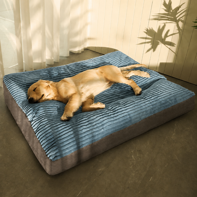 Luxuriously Soft and Thick Pet Sleeping Mat, Perfect Four-Season Floor Bed for Dogs and Cats, Removable Washable Cover with Waterproof Non-Slip Base, Ideal for Light Sleepers and All Breeds (2XL,Blue)