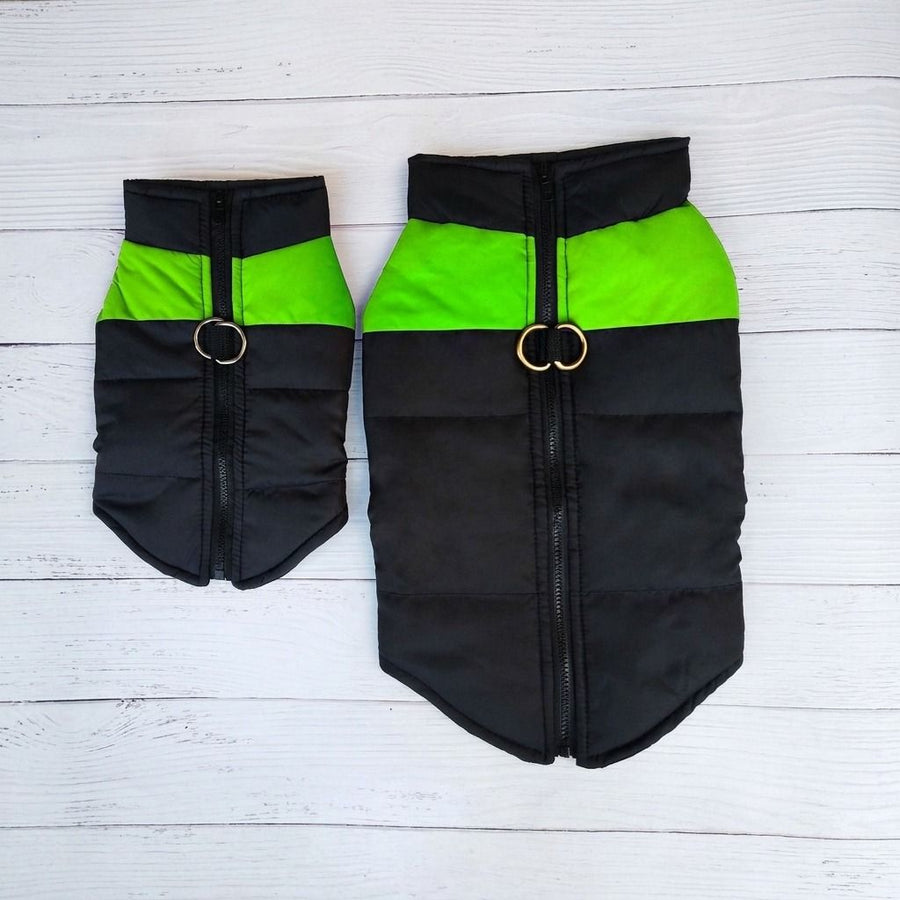Winter Dog Ski Jacket with Waterproof and Windproof Polyester Shell, Thick PP Cotton Padding for Warmth, 3D Ergonomic Fit with D-Ring Leash Attachment, Ideal for Outdoor Walks and Snow Adventures (7XL, Green)
