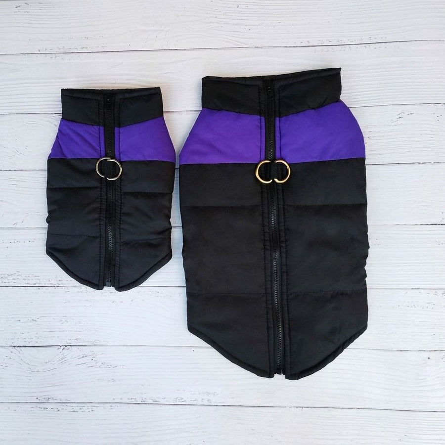 Winter Dog Ski Jacket with Waterproof and Windproof Polyester Shell, Thick PP Cotton Padding for Warmth, 3D Ergonomic Fit with D-Ring Leash Attachment, Ideal for Outdoor Walks and Snow Adventures (S, Purple)