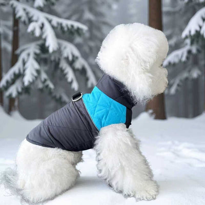 Winter Pet Dog Padded Vest with Waterproof Shell, Warm Fleece Lining, and Leash Attachment Ring for Outdoor Cold Weather Walks (3XL, Blue)