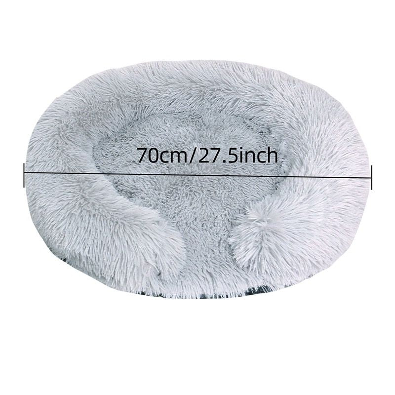 USB Heated Pet Bed with Semi-Enclosed Design, Soft Plush Fleece, Removable Washable Cover, 5-Temperature Control, Auto Shut-Off, Ideal for Cats and Dogs in Cold Weather (70cm, Grey)