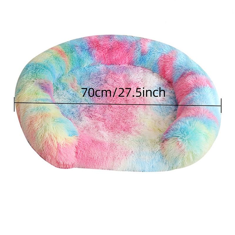 USB Heated Pet Bed with Semi-Enclosed Design, Soft Plush Fleece, Removable Washable Cover, 5-Temperature Control, Auto Shut-Off, Ideal for Cats and Dogs in Cold Weather (70cm, MultiColor)