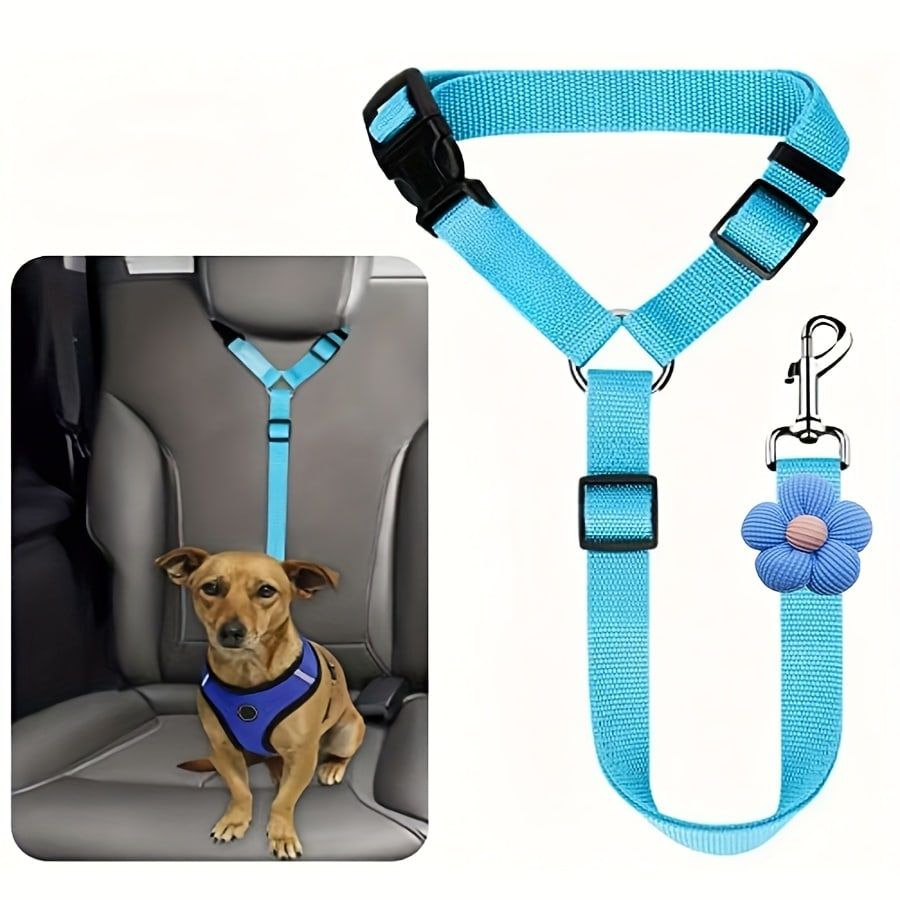 Dog Seat Belt for Car, Pet Car Safety Restraint with Adjustable Straps and Zinc Alloy Hook, Perfect for Securing Your Dog in Vehicle, Ideal Car Safety Strap for Small to Large Dogs, Great Christmas Gift for Pet Lovers (Blue)