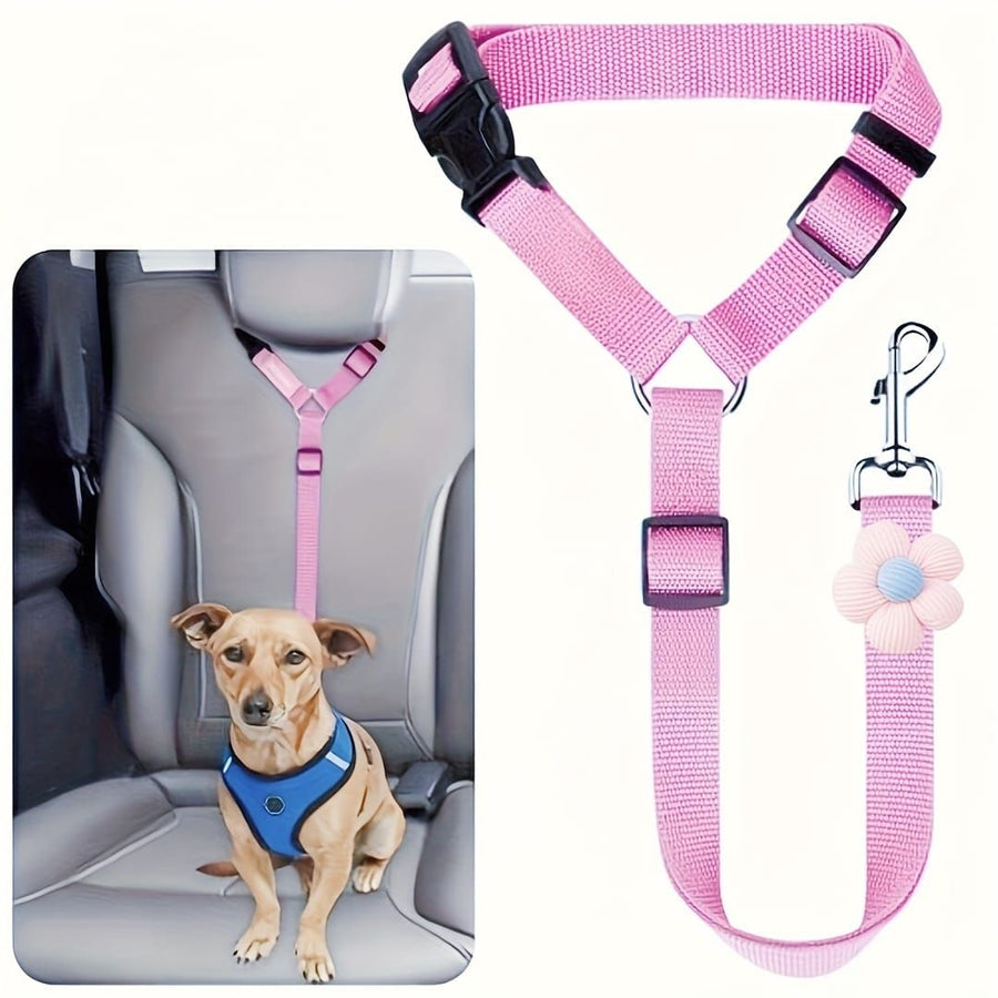 Dog Seat Belt for Car, Pet Car Safety Restraint with Adjustable Straps and Zinc Alloy Hook, Perfect for Securing Your Dog in Vehicle, Ideal Car Safety Strap for Small to Large Dogs, Great Christmas Gift for Pet Lovers (Pink)