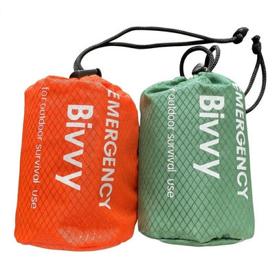 2-Piece Emergency Thermal Sleeping Bag Set – Waterproof, Windproof, and Reflective Survival Blanket with Drawstring Carry Pouch, Compact and Reusable for Camping, Hiking, and Car Emergency Use (Green)