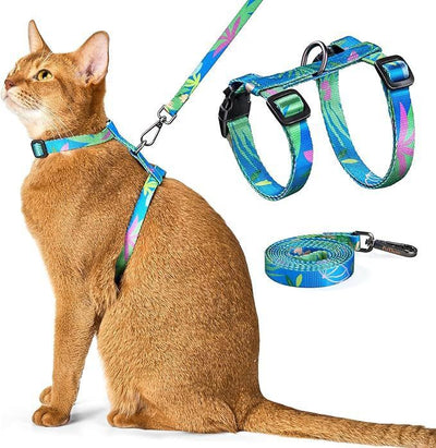 Adjustable Anti-Escape Cat Harness and Leash Set – Soft, Breathable, and Lightweight for Safe Outdoor Adventures with Your Feline Friend (Blue)