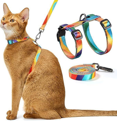 Adjustable Anti-Escape Cat Harness and Leash Set – Soft, Breathable, and Lightweight for Safe Outdoor Adventures with Your Feline Friend (Orange)