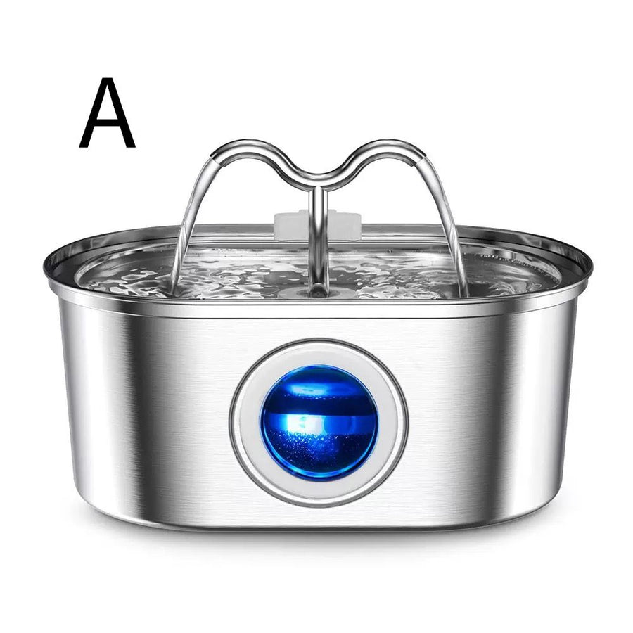 304 Stainless Steel Pet Water Fountain, 3.2L Oval Design with Dual Water Flow, Ultra-Quiet Automatic Circulating Filtered Drinking Station for Cats and Dogs, USB Powered (Adapter Not Included), Dishwasher Safe (A)
