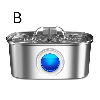 304 Stainless Steel Pet Water Fountain, 3.2L Oval Design with Dual Water Flow, Ultra-Quiet Automatic Circulating Filtered Drinking Station for Cats and Dogs, USB Powered (Adapter Not Included), Dishwasher Safe (B)