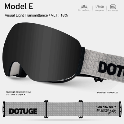 Magnetic Ski Goggles with HD Anti-Fog Spherical Lens, UV400 Protection for Snow Sports, Compatible with Eyewear, Ideal for Skiing and Mountain Climbing (E)
