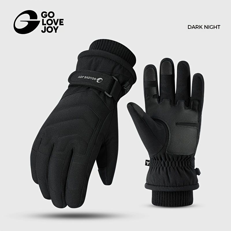 Unisex Winter Ski Gloves with Touchscreen Compatibility, Thick Fleece Lining, Windproof, Anti-Slip Grip for Snowboarding, Hiking, and Cold Weather Daily Commute (XL, Black)