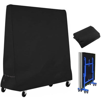 Heavy-Duty Foldable Ping Pong Table Dust Cover, Waterproof 210D Silver-Coated Oxford Fabric with UV Protection, Universal Fit for Upright Folded Table Tennis Tables, Indoor & Outdoor Storage, Black/Gray (Black)