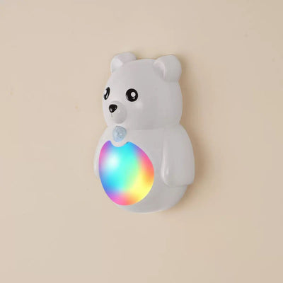 Adorable 3D Cartoon Bear LED Wall Light, Motion Sensor Night Light, Rechargeable, Magnetic Mount, No Wiring, Warm White & Rainbow Glow for Bedroom, Nursery, Bathroom, Hallway, Kitchen (White, 1PCS)