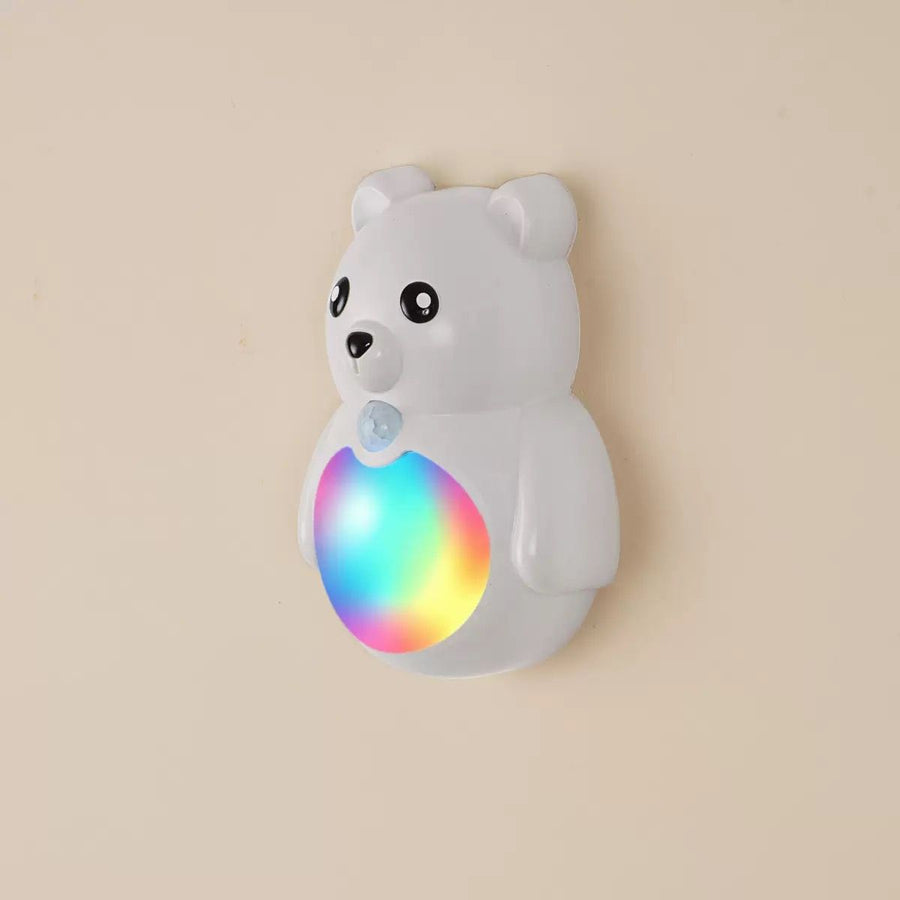 Adorable 3D Cartoon Bear LED Wall Light, Motion Sensor Night Light, Rechargeable, Magnetic Mount, No Wiring, Warm White & Rainbow Glow for Bedroom, Nursery, Bathroom, Hallway, Kitchen (White, 3PCS)