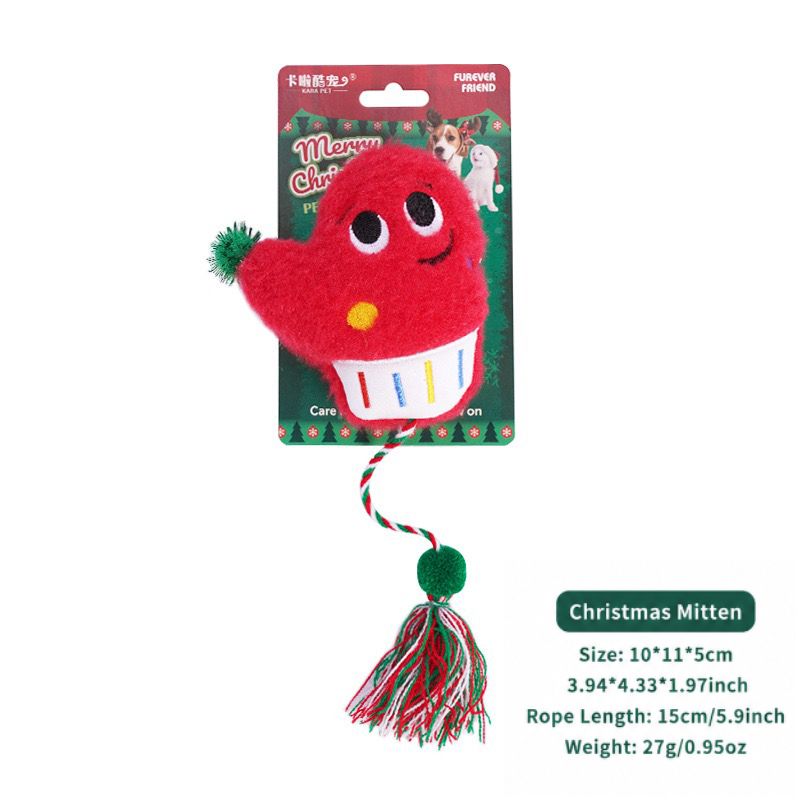 Delightful Christmas Catnip Cat Toys Set with Crinkle Sound – Soft Plush Biting and Kicking Playmates for Your Feline, Perfect Holiday Gift to Keep Indoor Cats Entertained and Self-Amusing (Christmas Mitten)