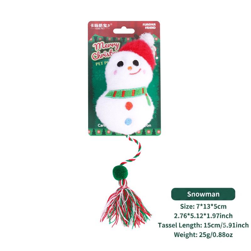 Delightful Christmas Catnip Cat Toys Set with Crinkle Sound – Soft Plush Biting and Kicking Playmates for Your Feline, Perfect Holiday Gift to Keep Indoor Cats Entertained and Self-Amusing (Snowman)