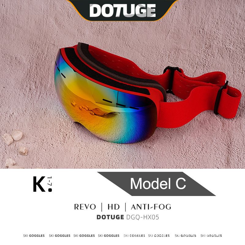 Kids Snow Goggles with Large Spherical Lens, Double-Layer Anti-Fog HD Lens, UV400 Protection, Adjustable Elastic Strap, Ideal for Skiing, Snowboarding & Winter Outdoor Sports (C)