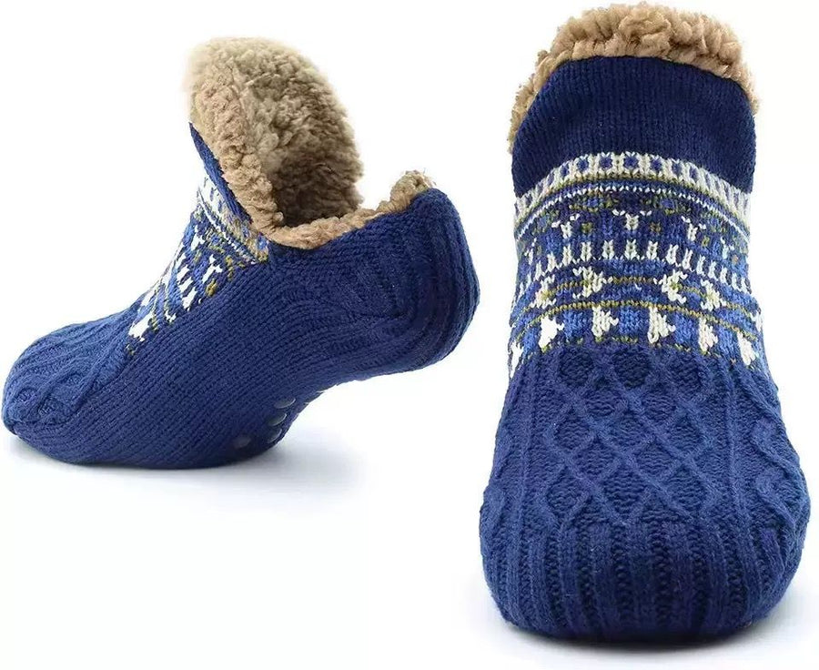Men's Fleece-Lined Anti-Slip House Socks – Warm, Cozy, and Secure for Indoor Wear with Plush Sherpa Lining and Silicone Grip Dots (M, RoyalBlue)