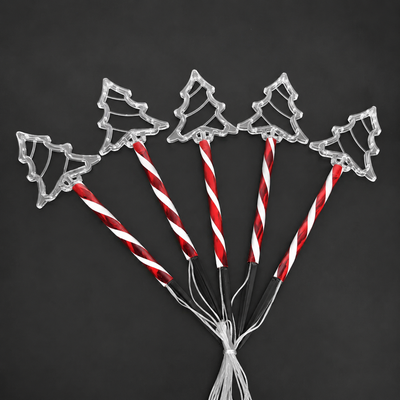 Solar-Powered Christmas Tree Stake Lights with Red-White Spiral Poles, Emitting a Warm White Glow - Perfect Outdoor Decoration for Garden, Lawn, Yard, Pathway, Snowy Landscape During the Holiday Season (Transparent, 3PCS)