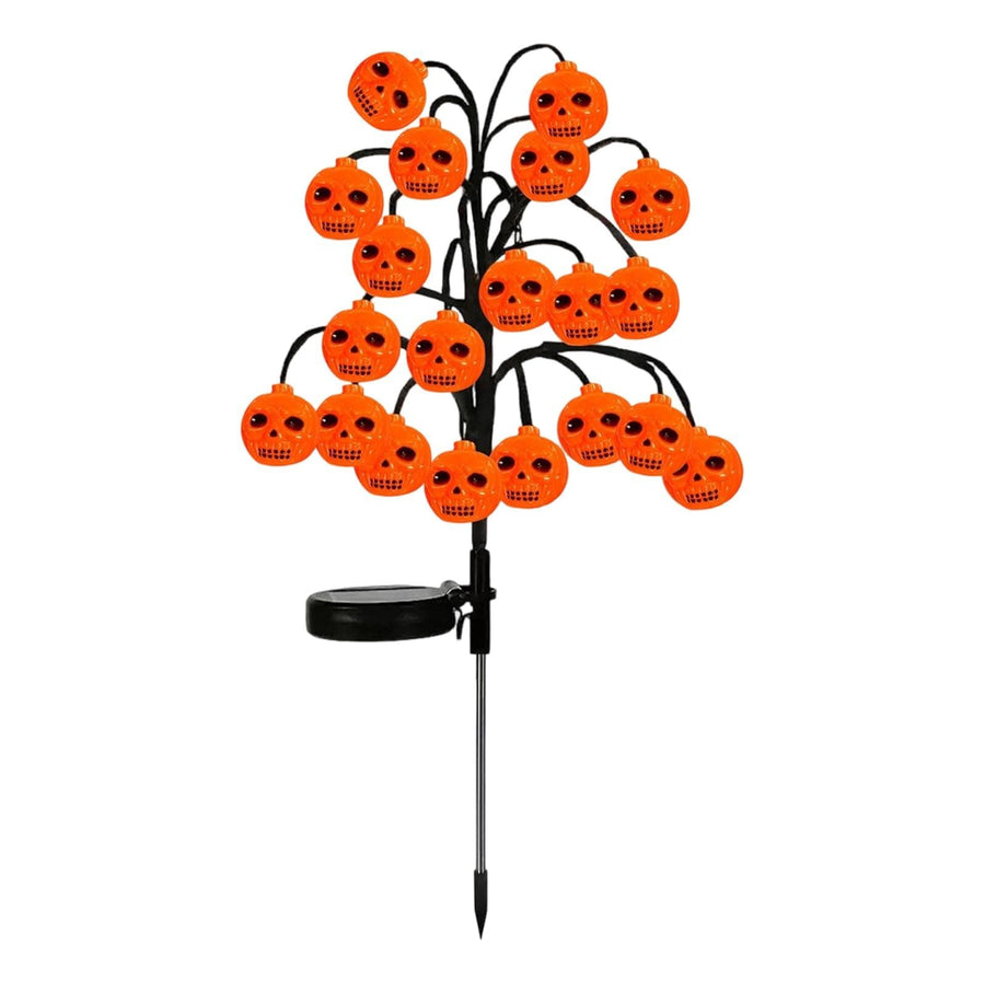 Bring Eerie Charm to Your Outdoor Space with Solar-Powered Halloween Stake Lights – Pumpkin, Skull, Spider & Pirate Motifs, 20 LED, Auto On/Off, Perfect for Garden Paths (Big-Eye Pumpkin, 2PCS)