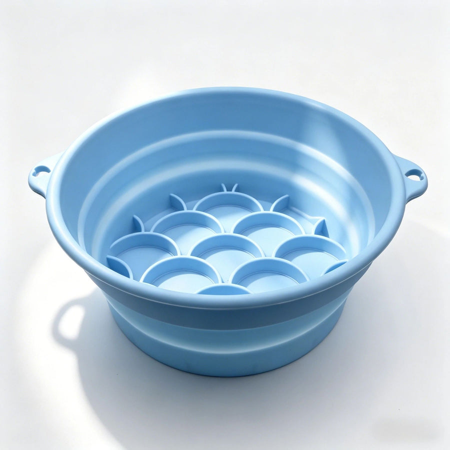 Rejuvenating Facial Ice Bath Bowl, Foldable Silicone Ice Water Basin for At-Home Spa Skincare, Portable Fish-Scale Textured Cold Plunge for Face to Soothe, Depuff, and Refresh Your Glow Anytime, Anywhere (Blue)