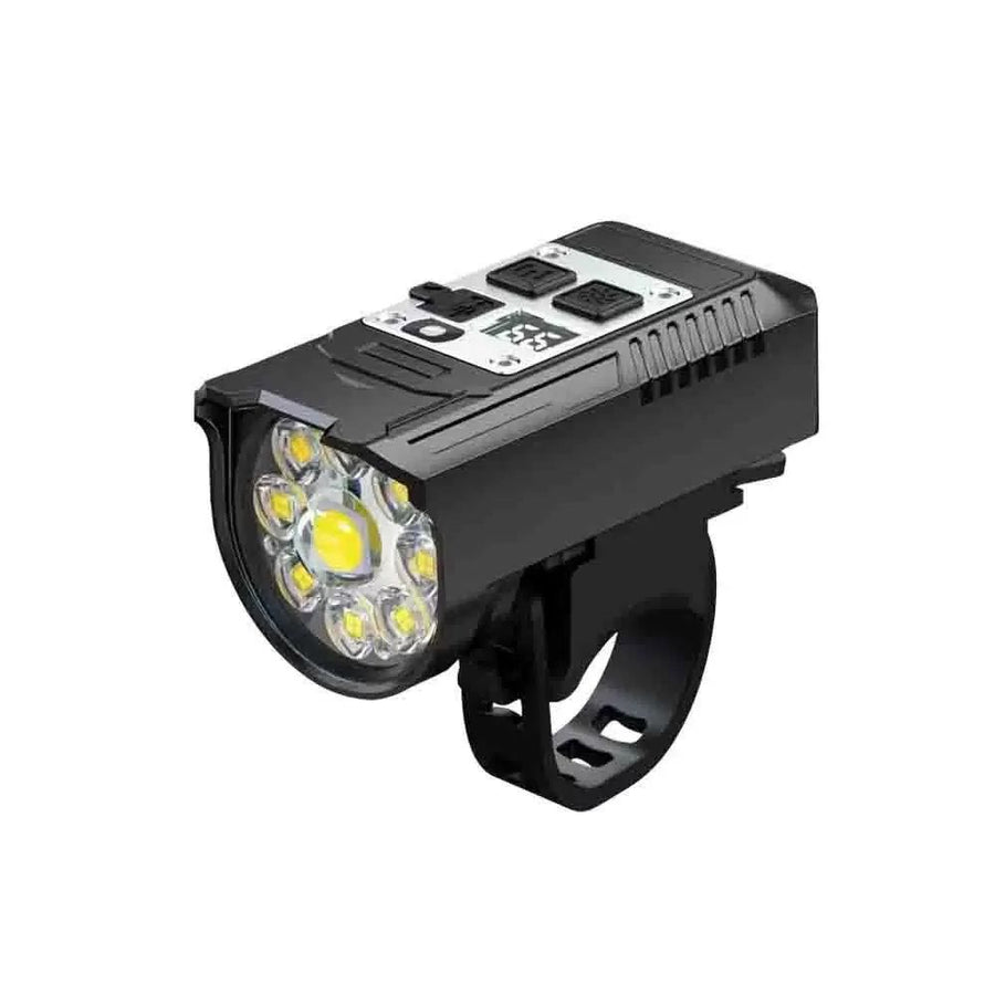 High-Brightness Smart Bike Headlight with Intelligent Light Sensor, Digital Battery Display, Dual Beam Modes, and Quick-Release Silicone Strap – Ideal for Night Cycling, Mountain and Road Bikes, and Commuter Safety (Black)