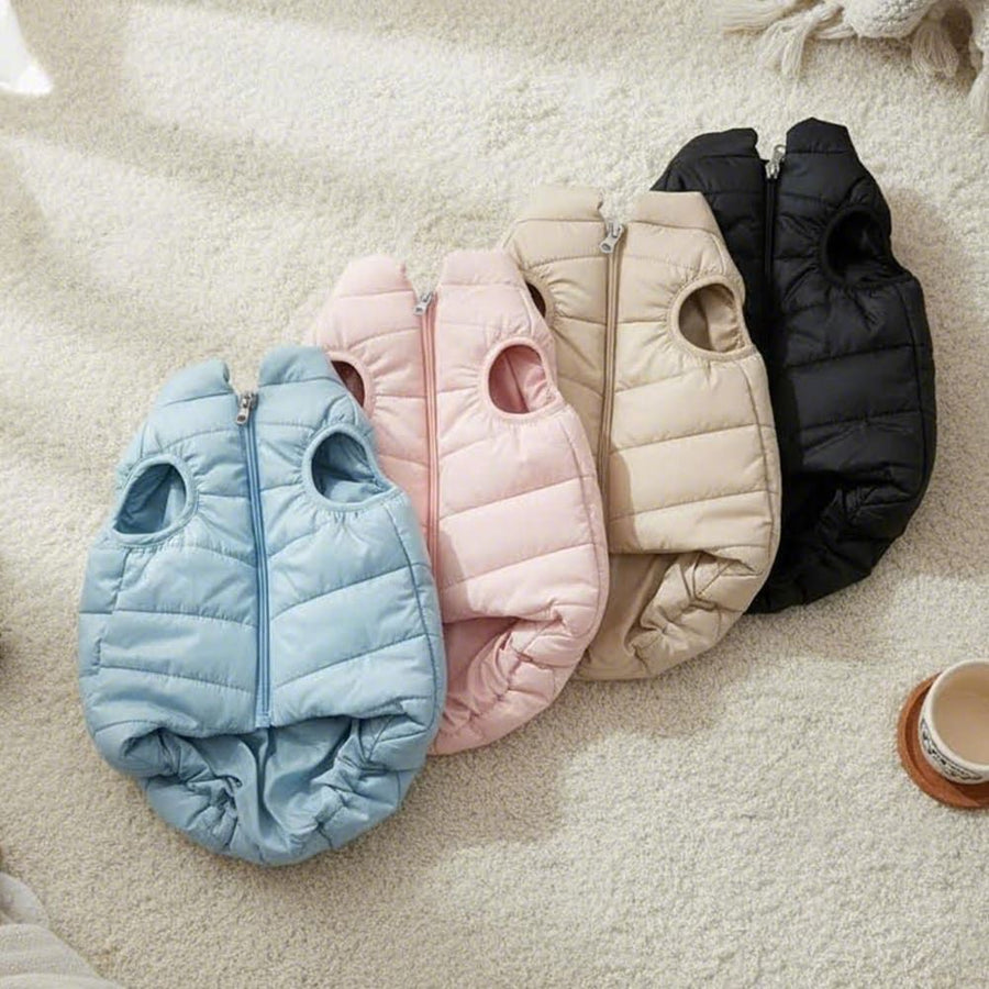 Winter Warm Quilted Vest for Small Pets – Water-Resistant, Fleece-Lined, Easy-On Design with Leash Hole for Indoor and Outdoor Use (XS, Beige)