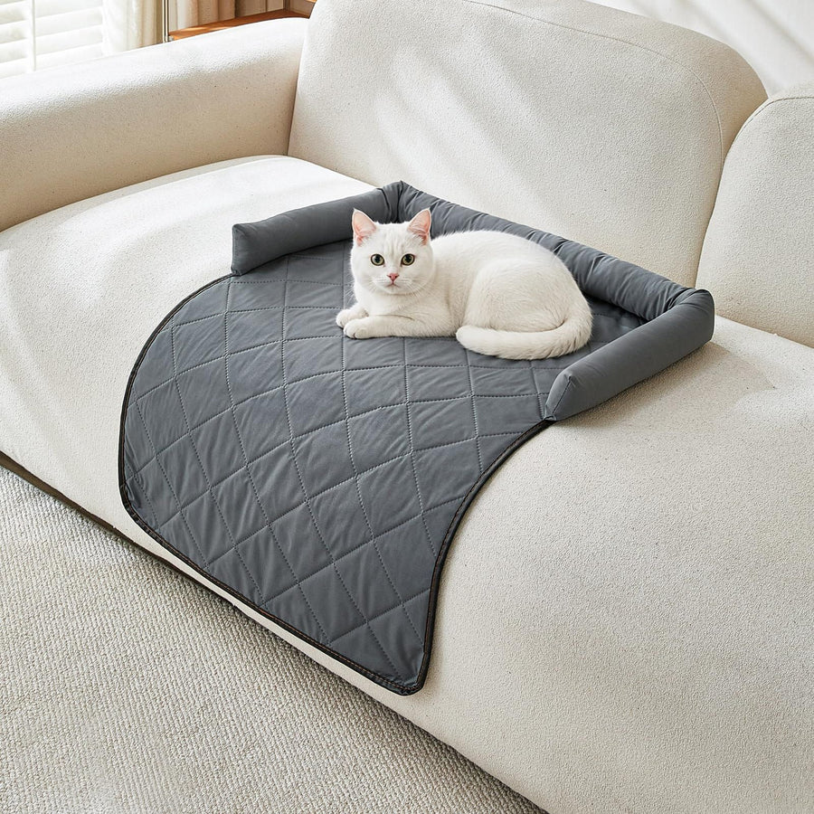 Cooling Pet Mat with Bolster Side Support – Scratch-Resistant, Self-Cooling, Non-Slip Base for Cats & Small to Medium Dogs, Perfect for Sofa, Floor, Car, or Outdoor Use (S, Grey)