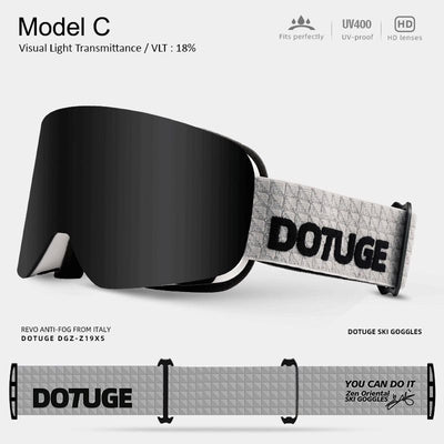 DOTUGE DGZ-Z19XS Series Ski Goggles with Magnetic Quick-Change Lens, Double-Layer Anti-Fog UV400 HD Coated Lenses, Compatible with Prescription Glasses, for Snow Sports, Climbing, and Mountain Adventures (C)