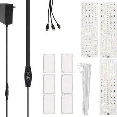 Indoor Full Spectrum LED Plant Grow Light Panel with Smart Timer – Adjustable Brightness, 3 Lighting Modes, and Auto On/Off for Seedlings, Succulents, Herbs, and Potted Plants in Shelves, Racks, or Cabinets (30×8 Triple Heads + Adapter)
