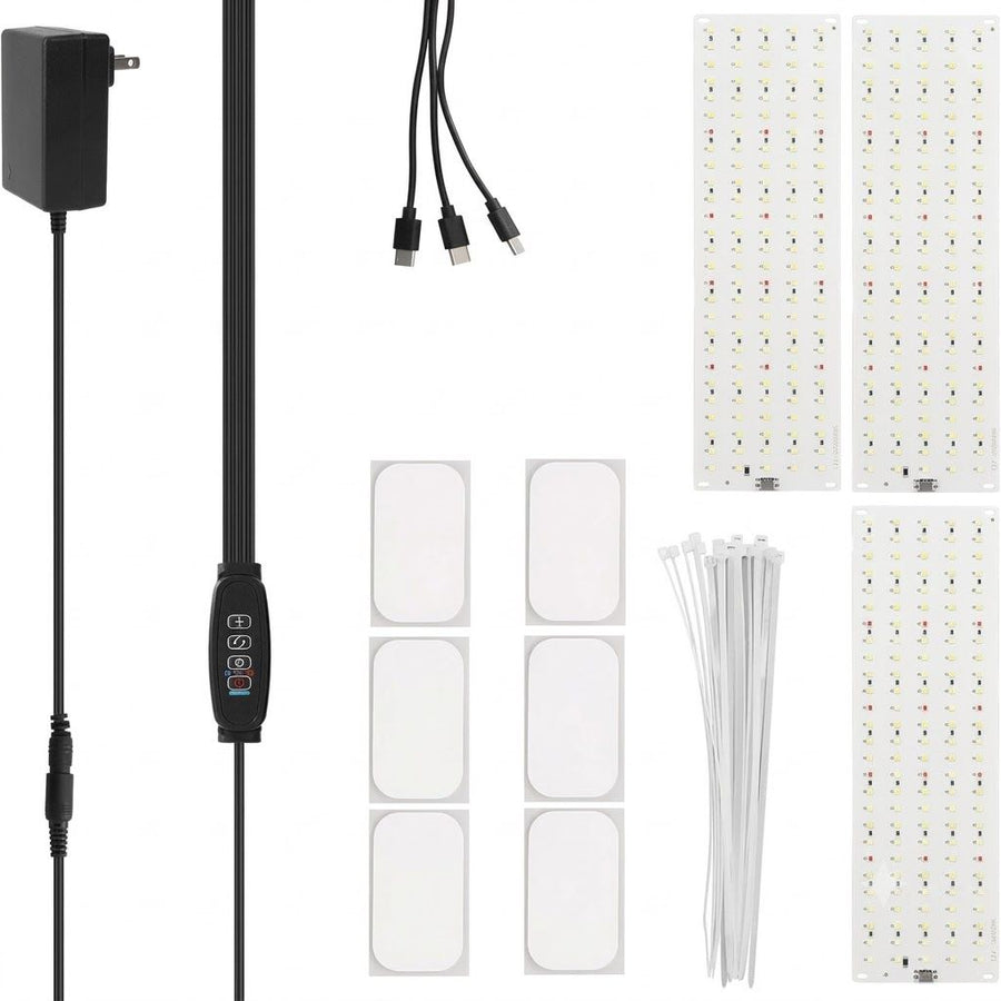 Indoor Full Spectrum LED Plant Grow Light Panel with Smart Timer – Adjustable Brightness, 3 Lighting Modes, and Auto On/Off for Seedlings, Succulents, Herbs, and Potted Plants in Shelves, Racks, or Cabinets (30×8 Triple Heads + Adapter)