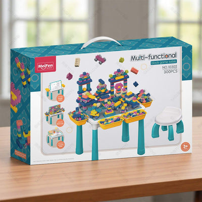 Multifunctional Kids Building Block Table Set with Storage, Compatible with 3-6 Year Olds, Includes Chair and 88-380PCS Colorful Bricks, Ideal for Learning, Drawing, Sand & Water Play (108PCS)