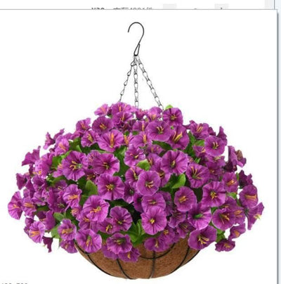 Artificial Petunia Hanging Flower Arrangement Red White Blue Flowers Outdoor - Multi-color - Size 1