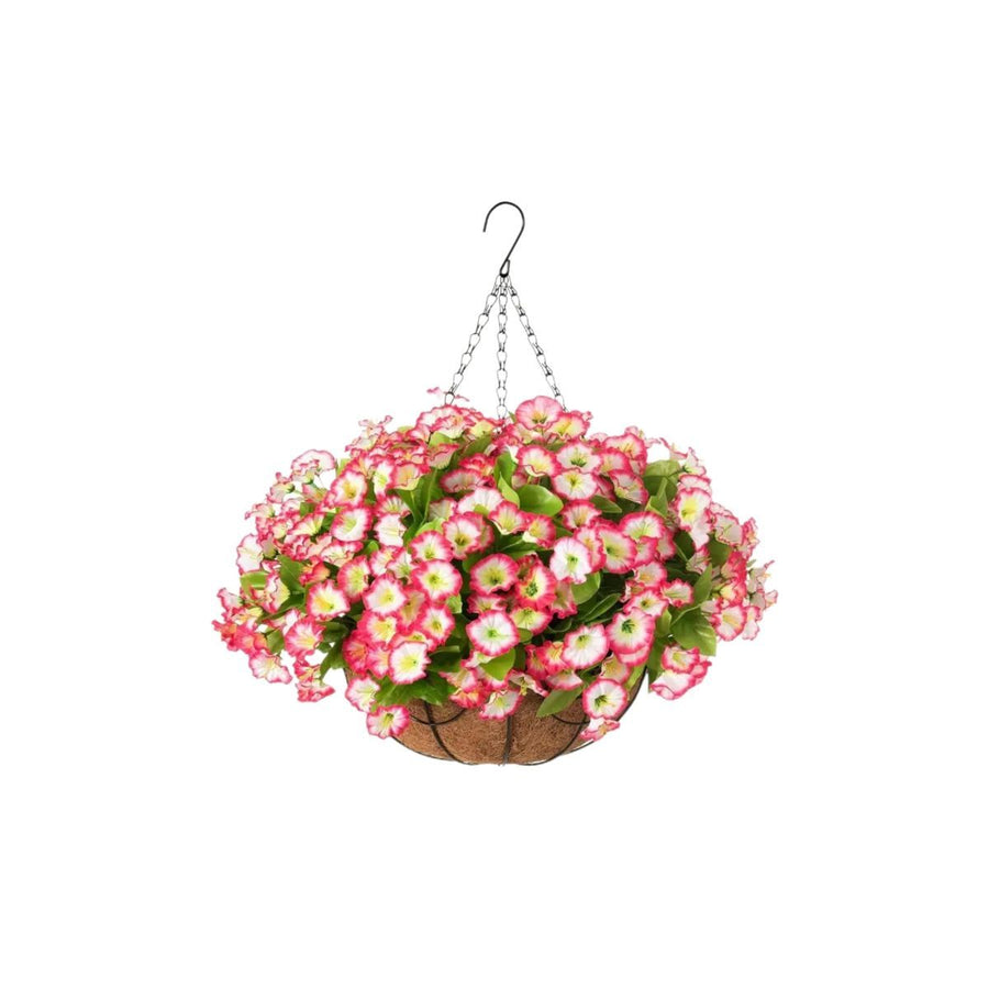 Artificial Petunia Hanging Flower Arrangement Red White Blue Flowers Outdoor - Multi-color - Size 7